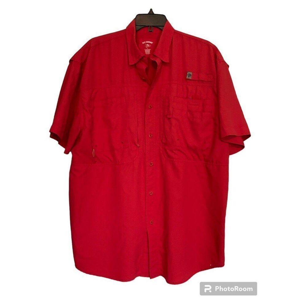 Reel Legends Men's Vented Fishing Button-Down Short Sleeve Shirt L